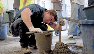 man taking the aci concrete field testing technician test