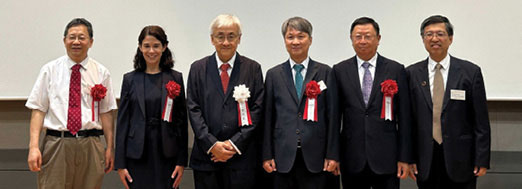 Presidents celebrate JCIâ€™s 60th anniversary in Tokyo, Japan. From left: Caijun Shi, FACI, President of ACF; Maria Juenger, President of ACI; Koichi Maekawa, President of JCI; Geon Ho Hong, President of KCI; Milton King, President of TCI; and ACI Honorary Member Jenn-Chuan Chern, TCI.
