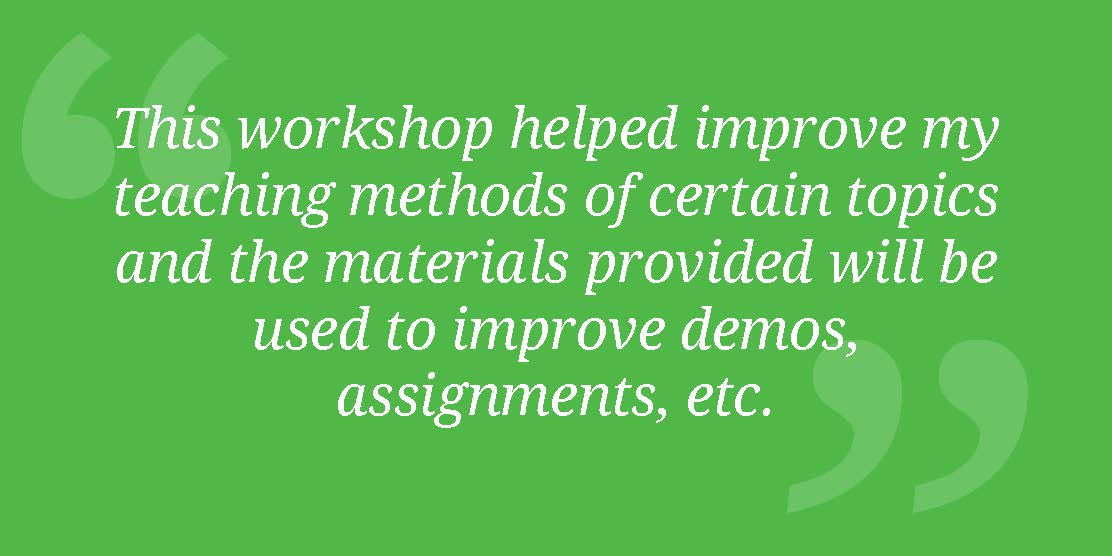 ACI Professor Workshop testimonial. This workshop helped improve my teaching methods